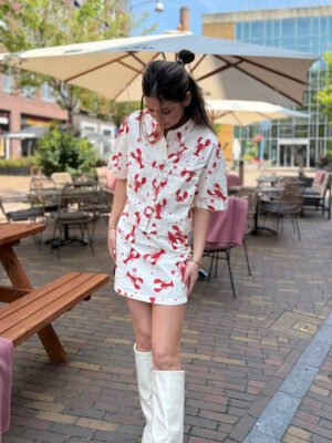 Ecru denim lobster print rokje