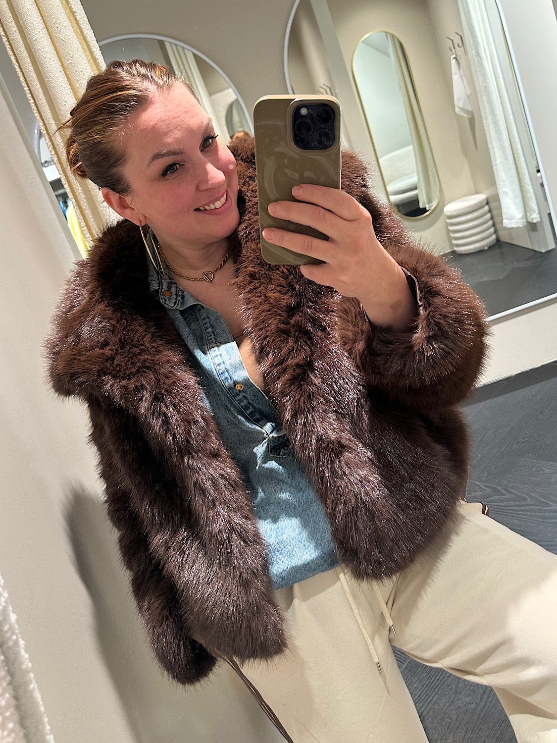 Faux fur jas Lily - bruin