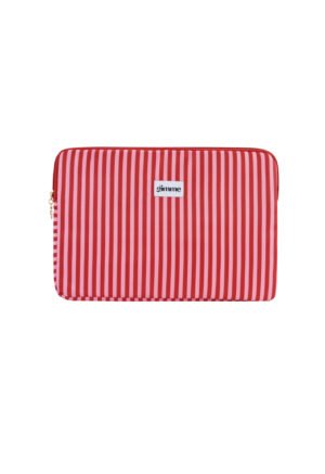 Fijn gestreepte laptophoes - rood/ roze