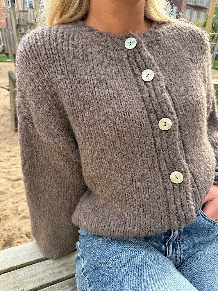 Gebreid vest met knoopjes Saar - Taupe