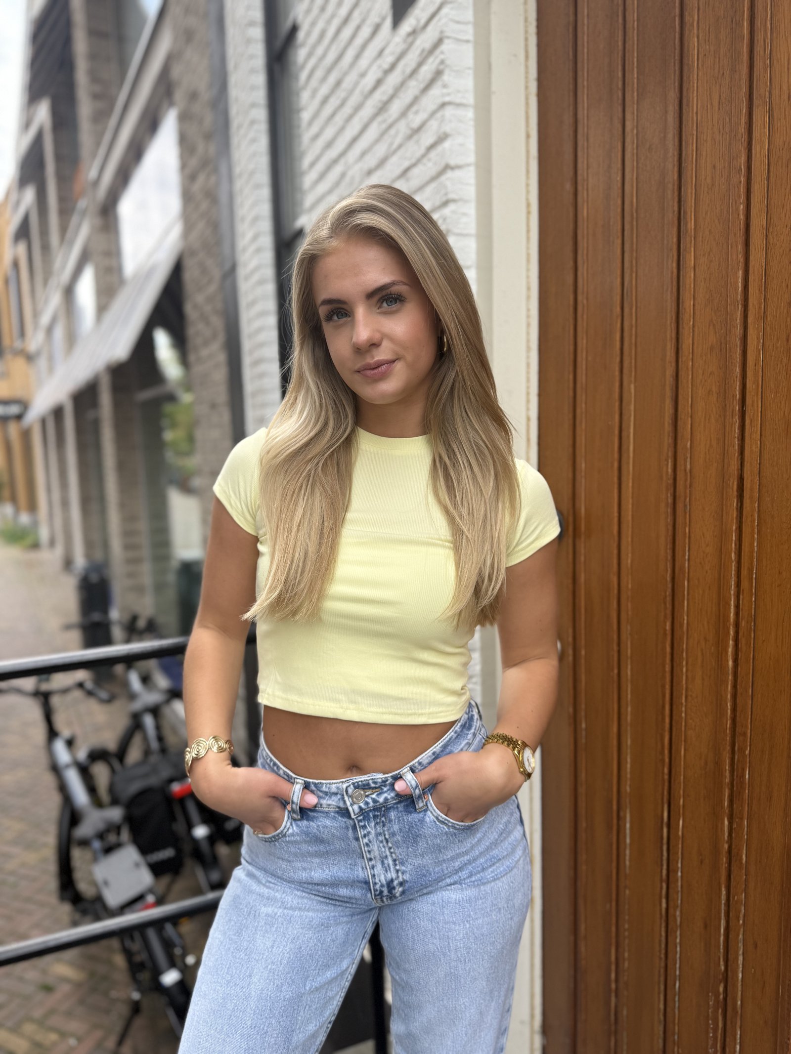 Geel cropped shirt Deborah