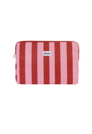 Gestreepte laptophoes - roze/ rood