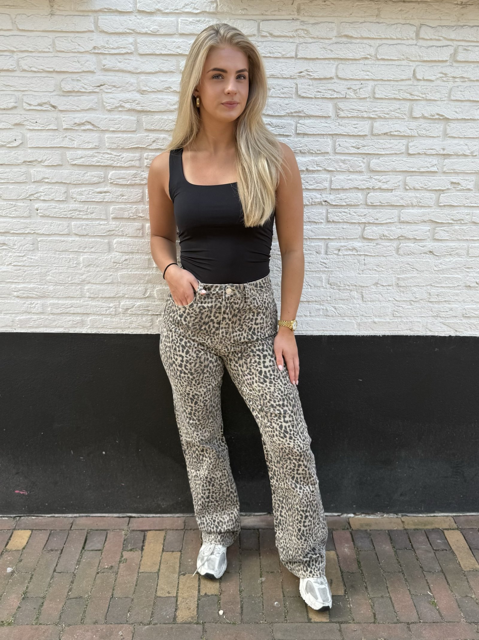 Leo print wide leg jeans 3290