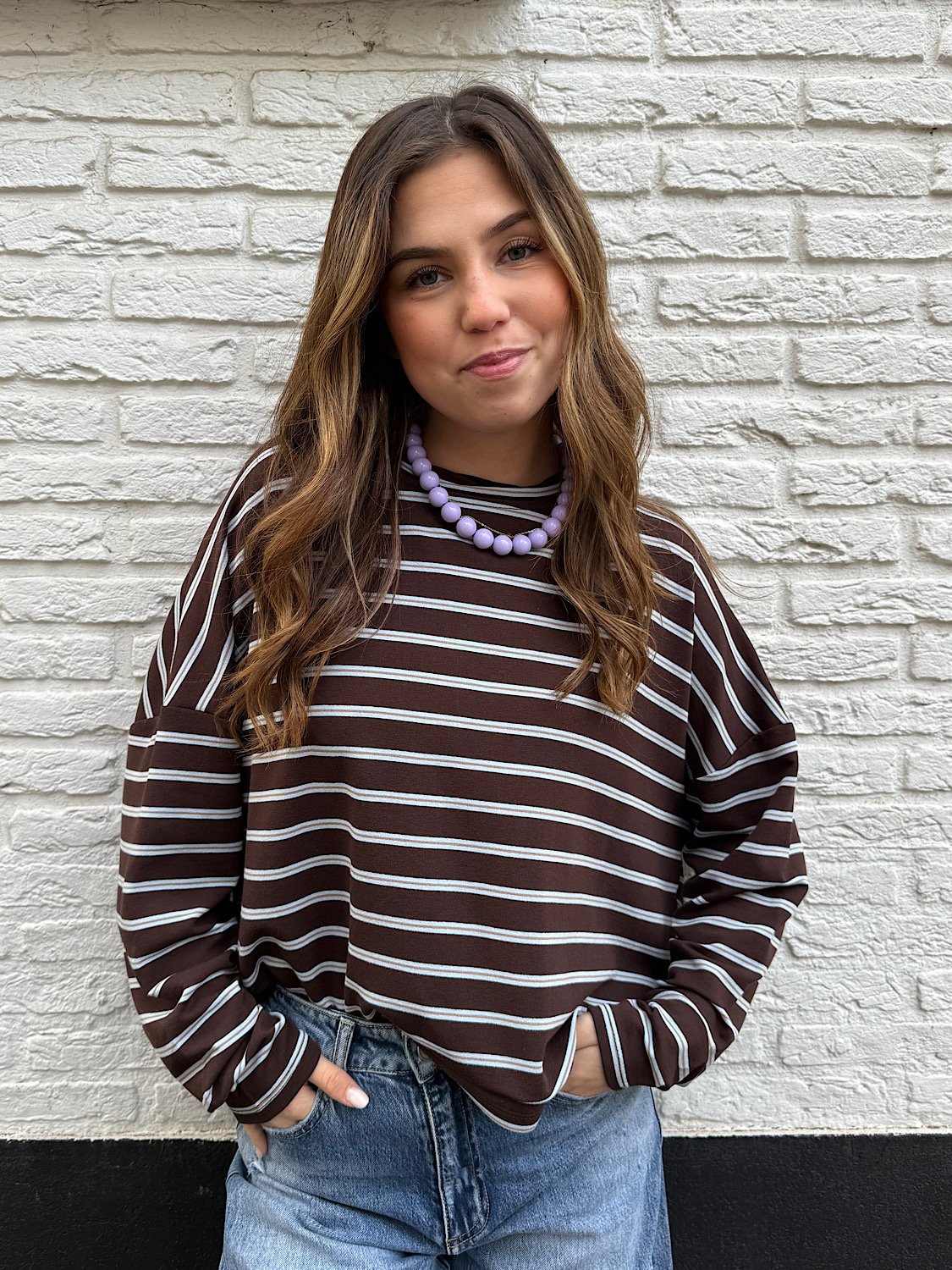 Longsleeve shirt Emily - bruin/ blauw