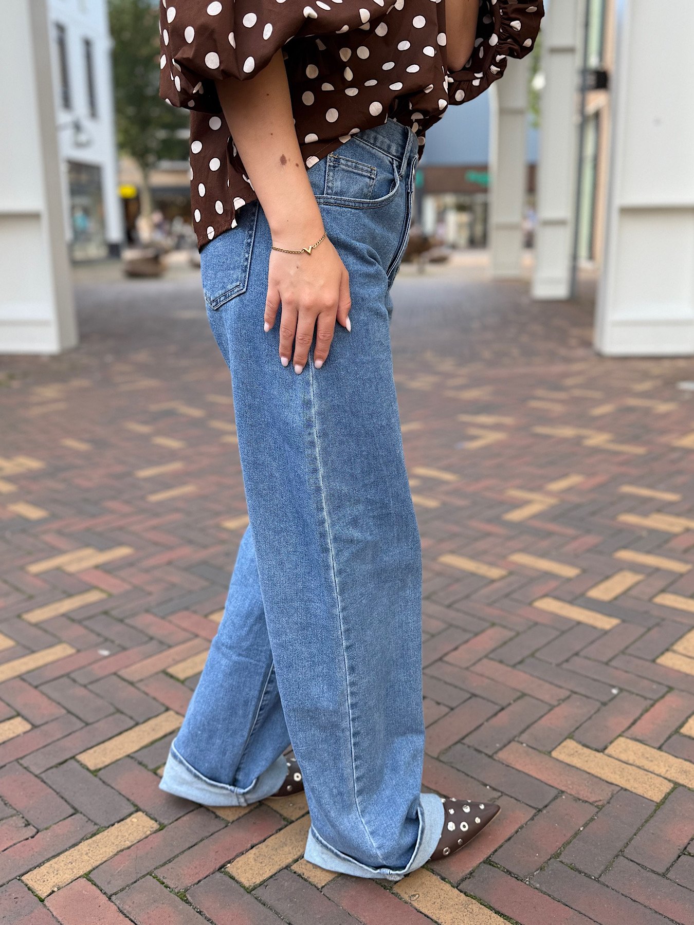 Mid blauwe tall jeans schuine sluiting 3293