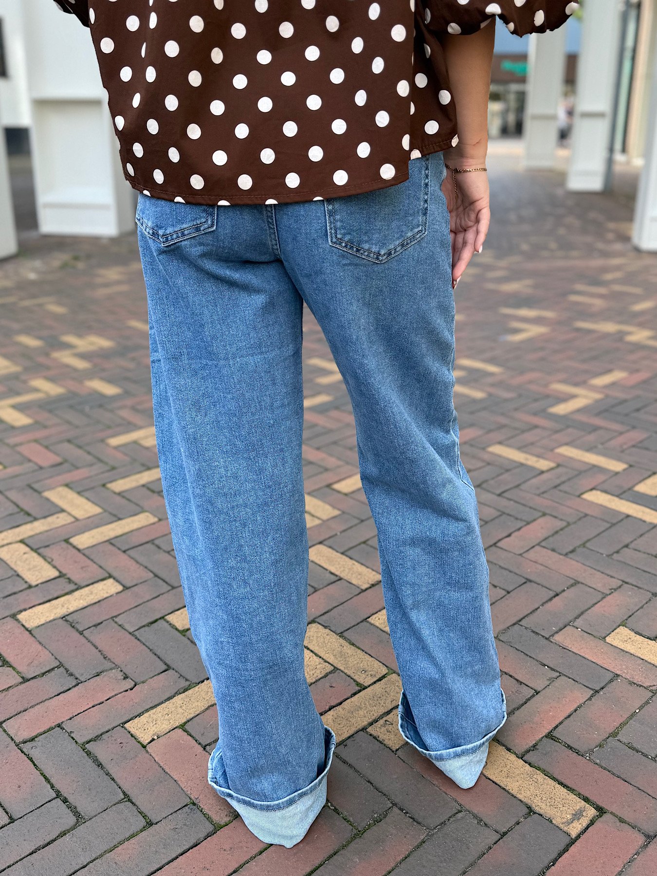 Mid blauwe tall jeans schuine sluiting 3293