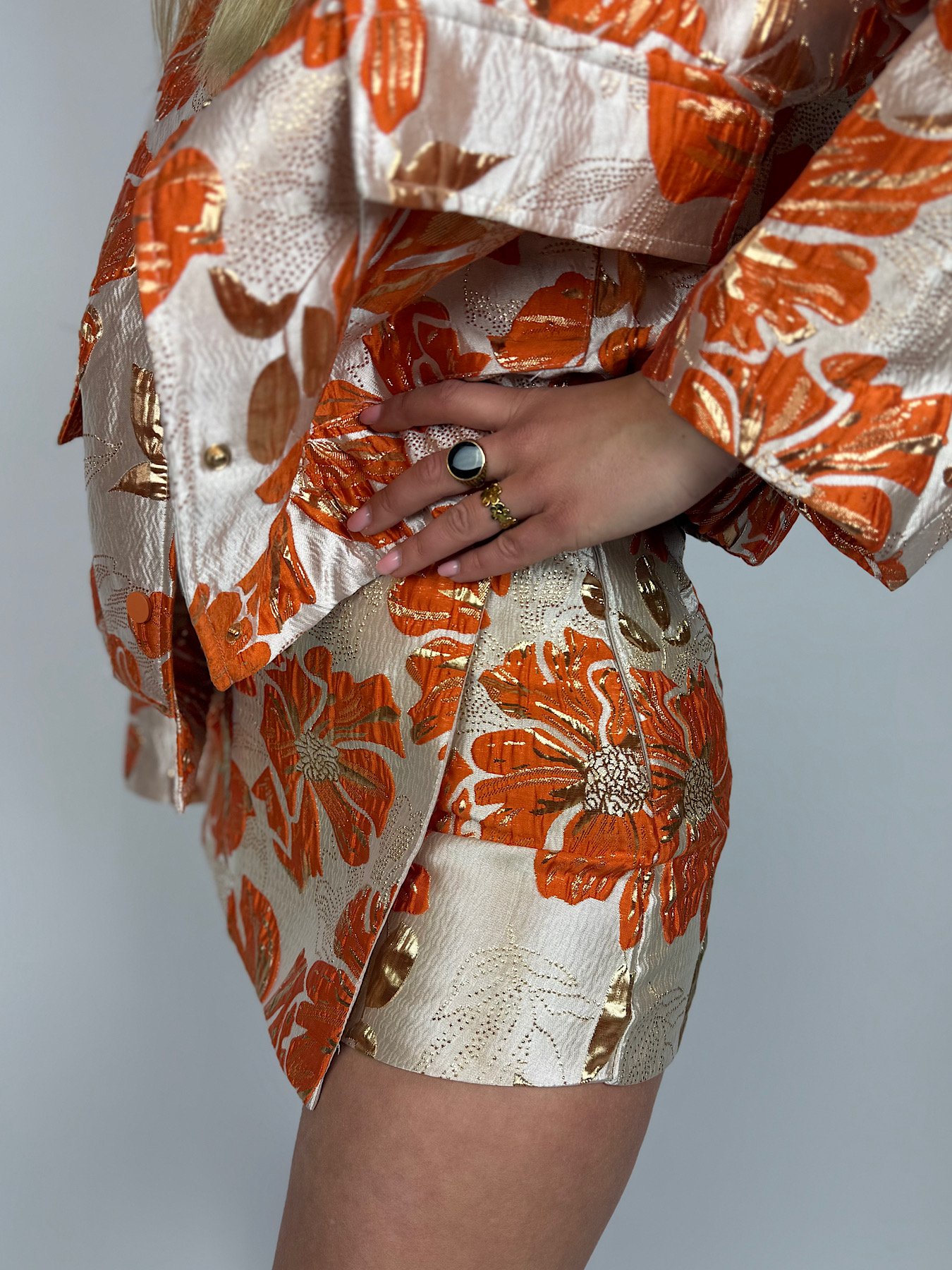 Oranje jacquard skort Norie