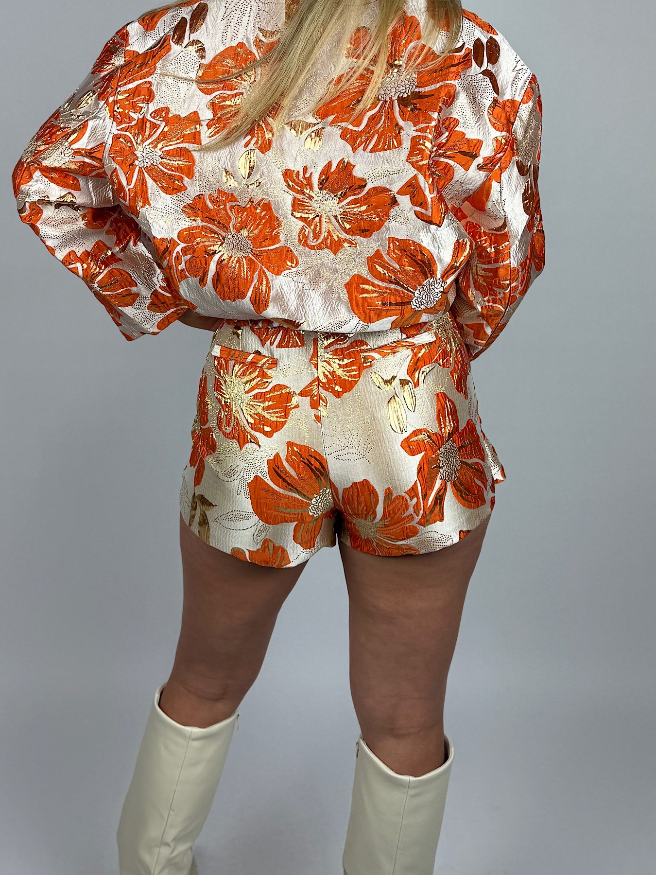 Oranje jacquard skort Norie