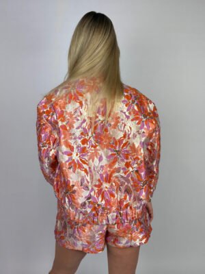 Oranje/ mauve gebloemd jacquard jack