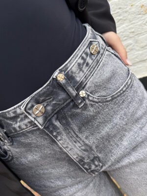 QH - Grijze wide leg jeans met zilveren knopen 3368-3