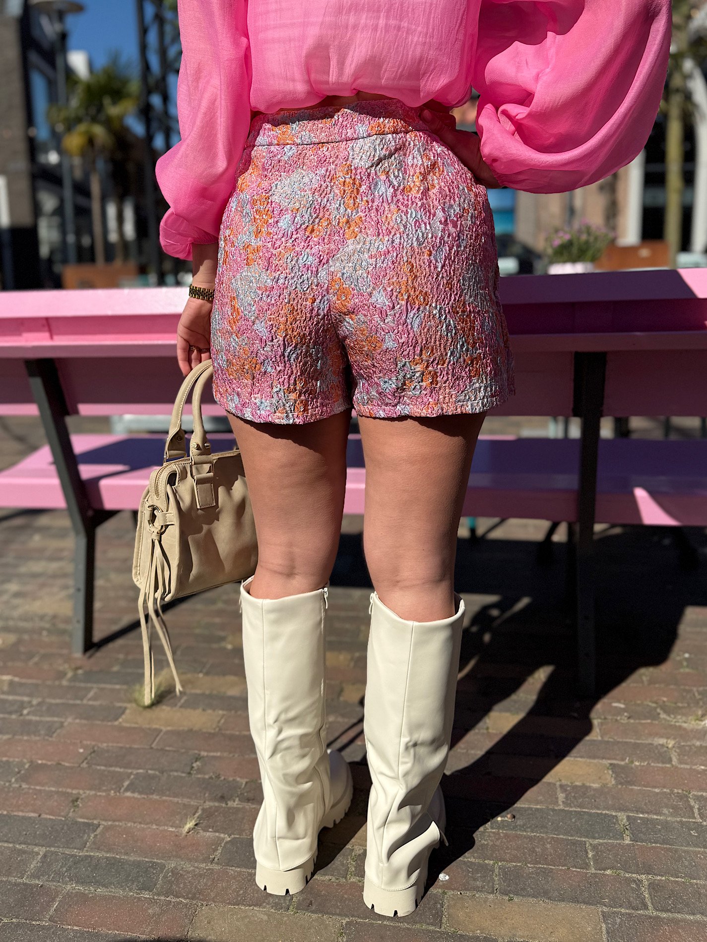 Shiny bloemenprint skort