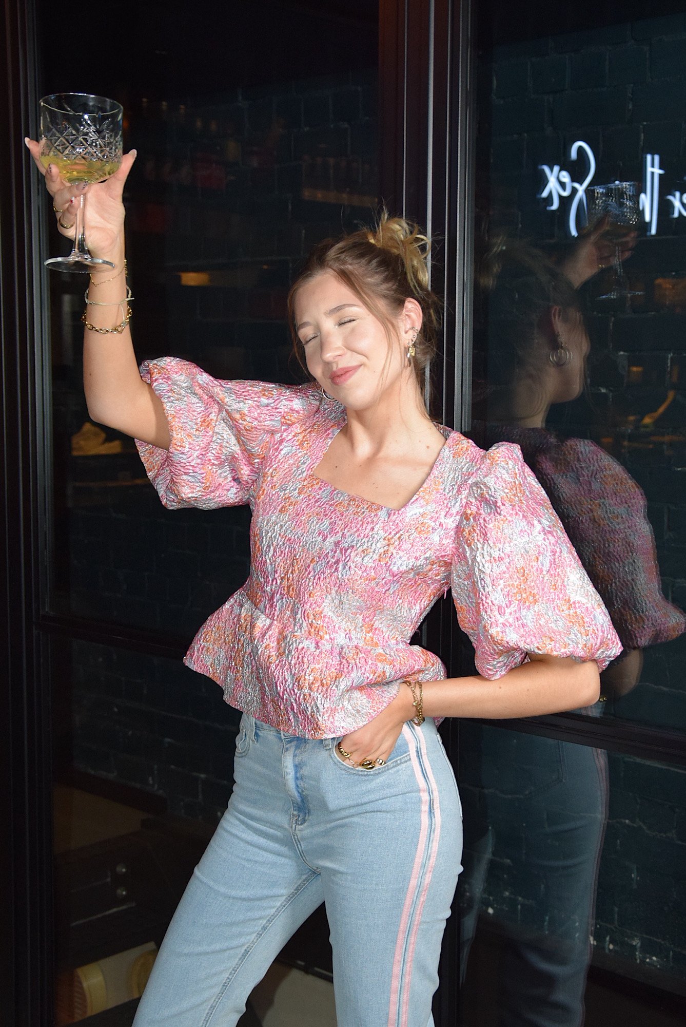 Shiny bloemenprint top