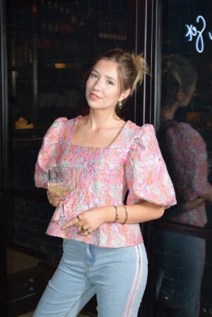 Shiny bloemenprint top