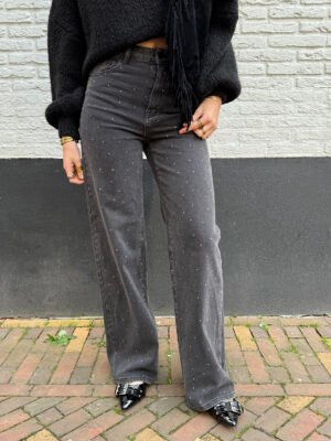 Tall extra wide jeans met studs 9105-2 - zwart