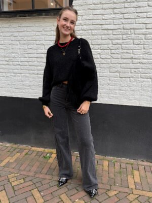 Tall extra wide jeans met studs 9105-2 - zwart