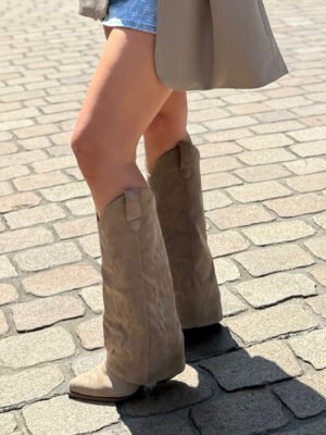 Taupe cowboy laarzen met overlay