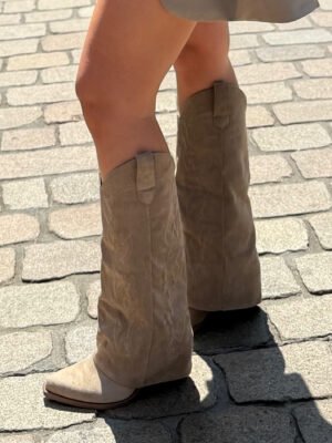Taupe cowboy laarzen met overlay