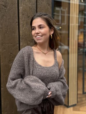 Taupe knit top en vest Ziza