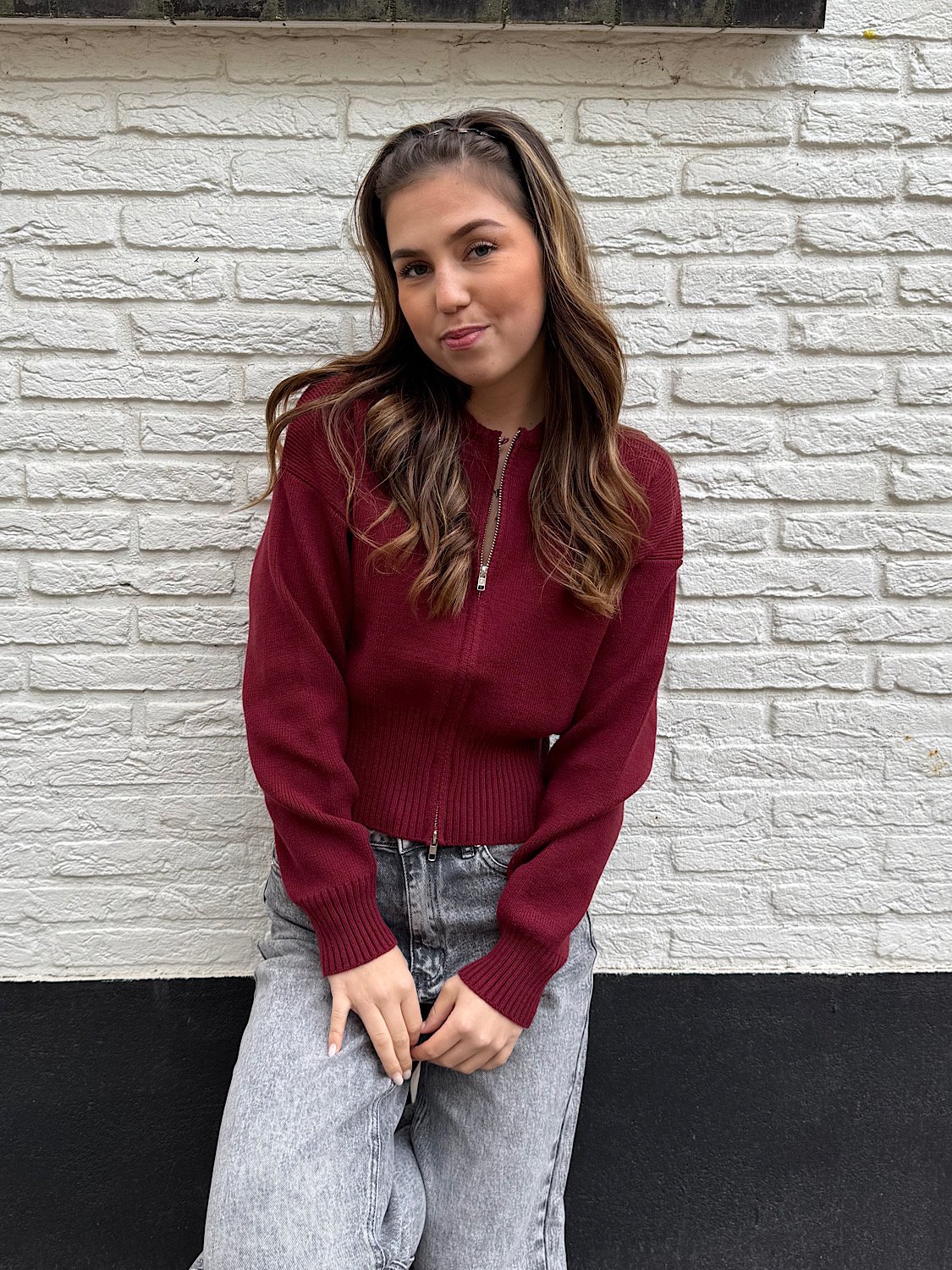 Vest met rits Aspen - bordeaux