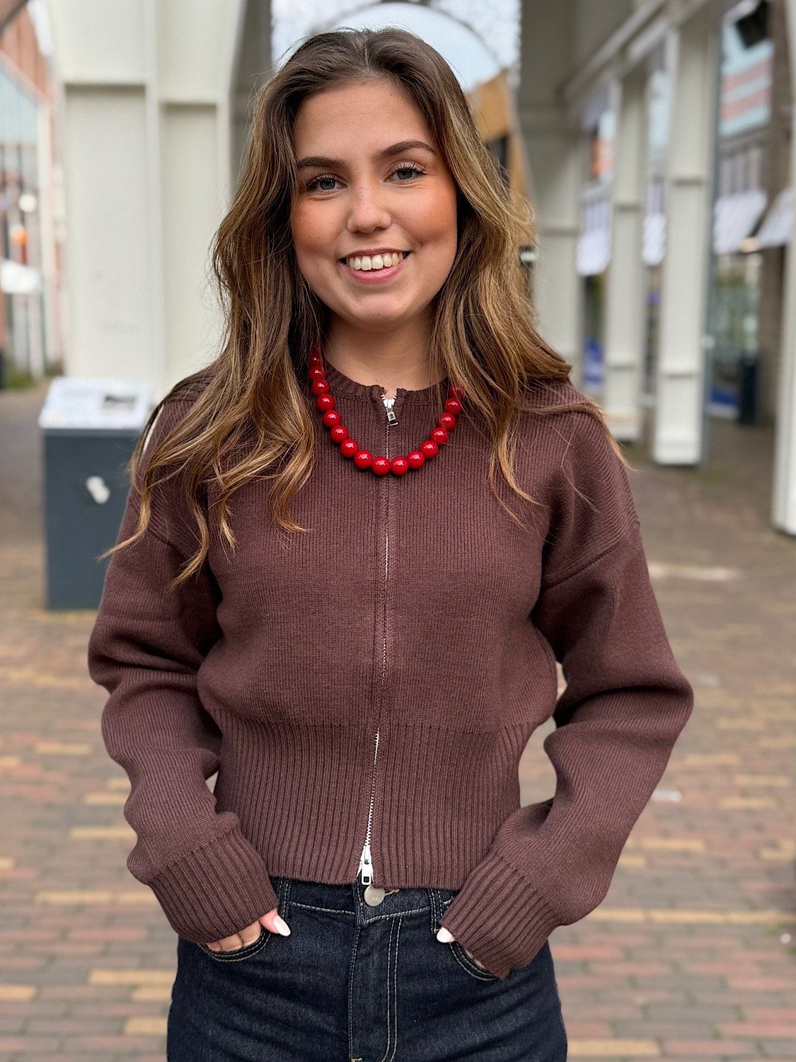 Vest met rits Aspen - bruin