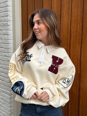Vintage Varsity Sweater - Ecru