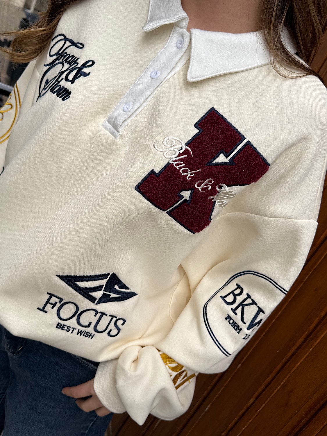 Vintage Varsity Sweater - Ecru