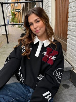 Vintage Varsity Sweater - Zwart