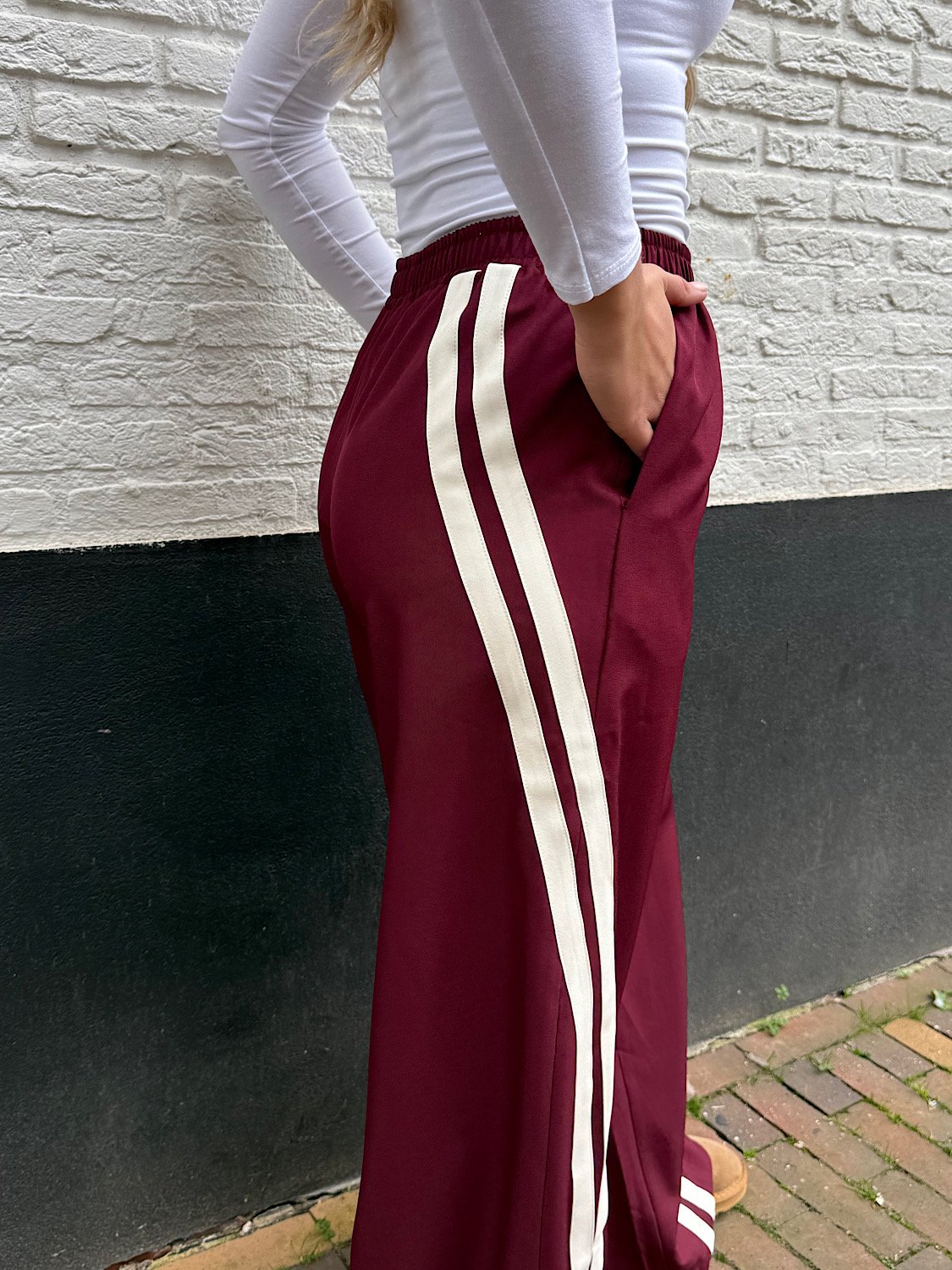 Wide leg broek met strepen Jacky - Bordeaux