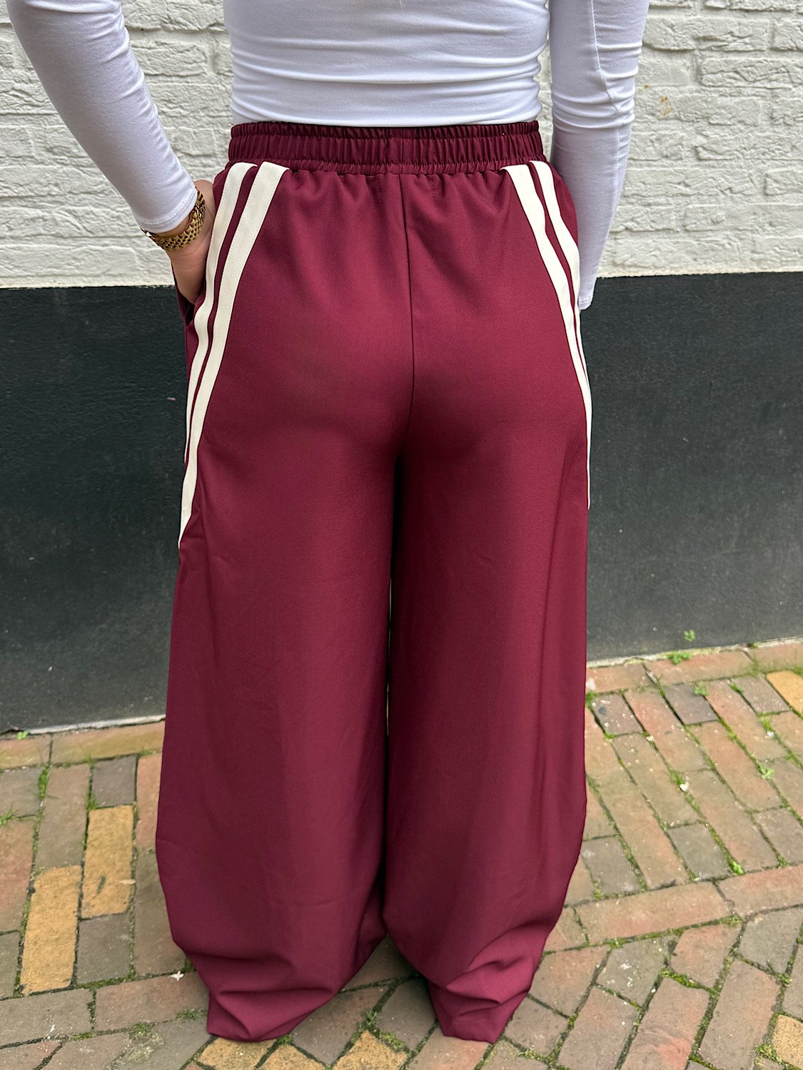 Wide leg broek met strepen Jacky - Bordeaux