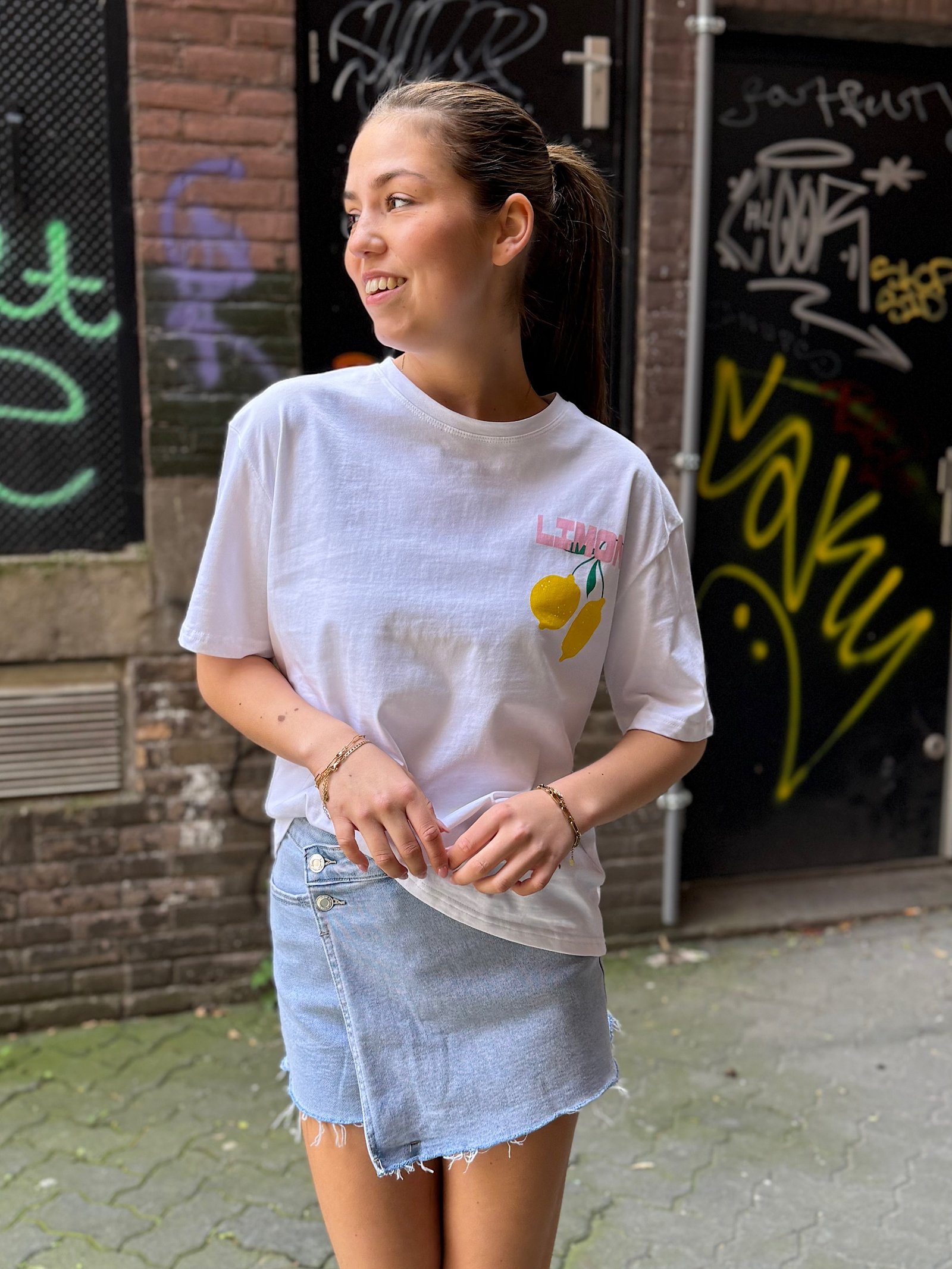 Wit t-shirt limon cello