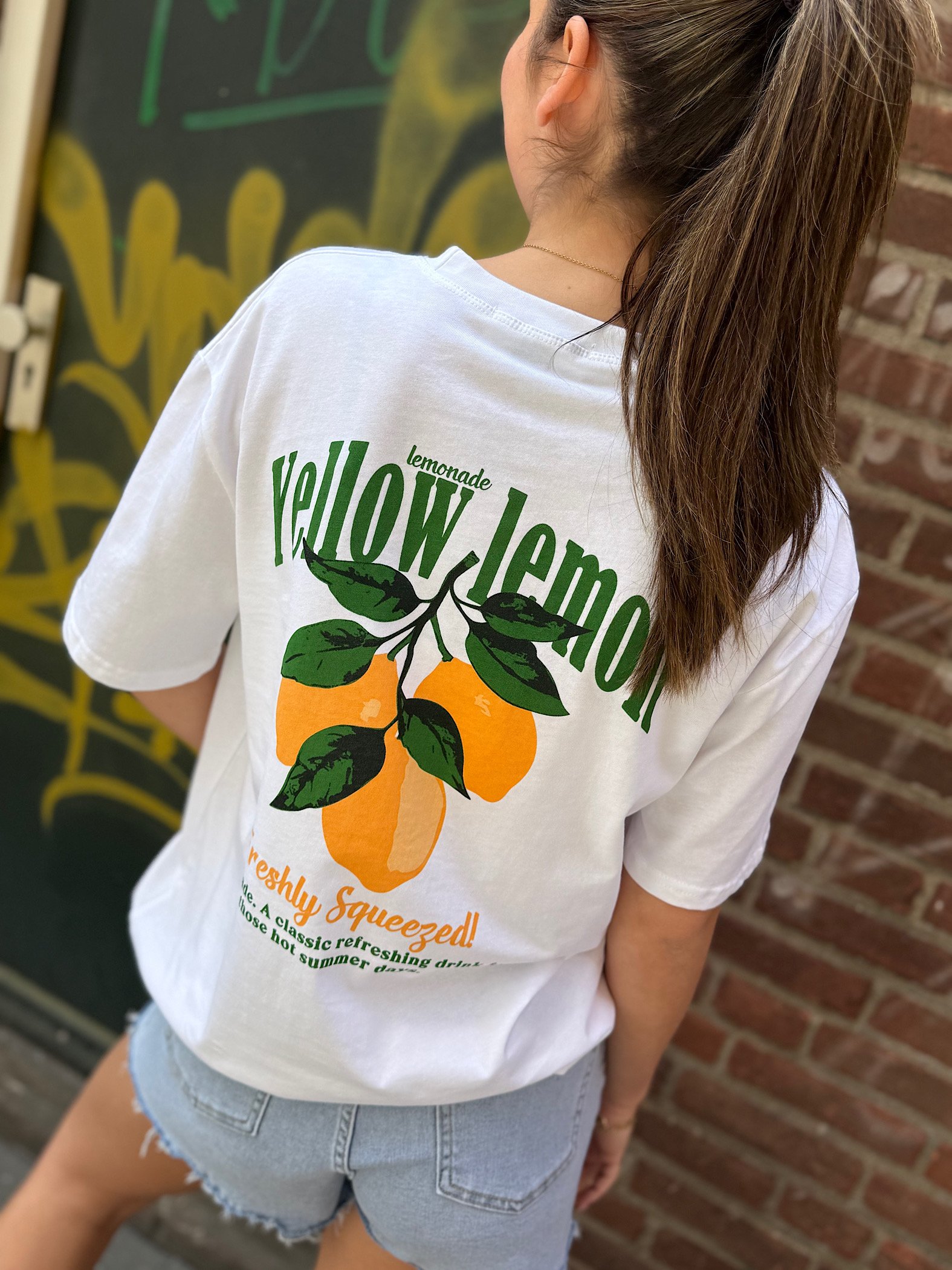 Wit t-shirt yellow lemon