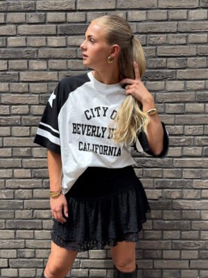 Wit/ zwart t-shirt Beverly Hills