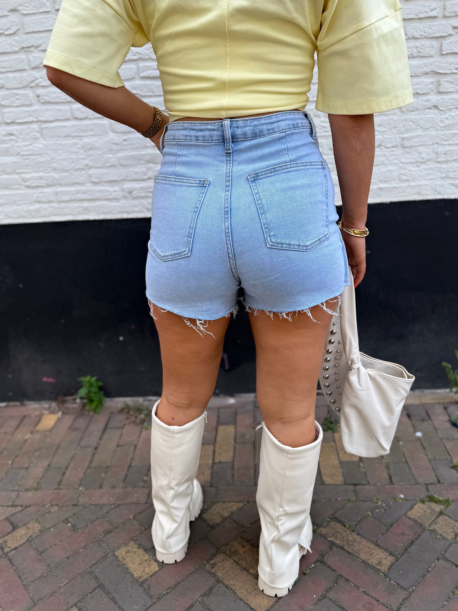 ZM - blauw denim skort 3 knopen Zari