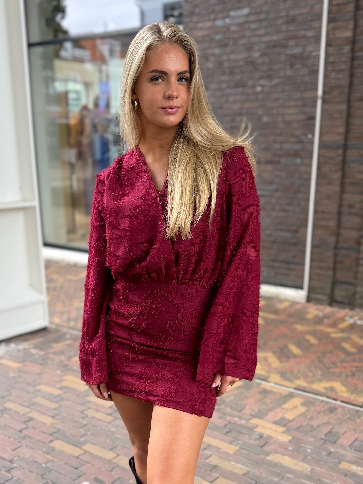 ZM - Bordeaux fluf jurkje Mila