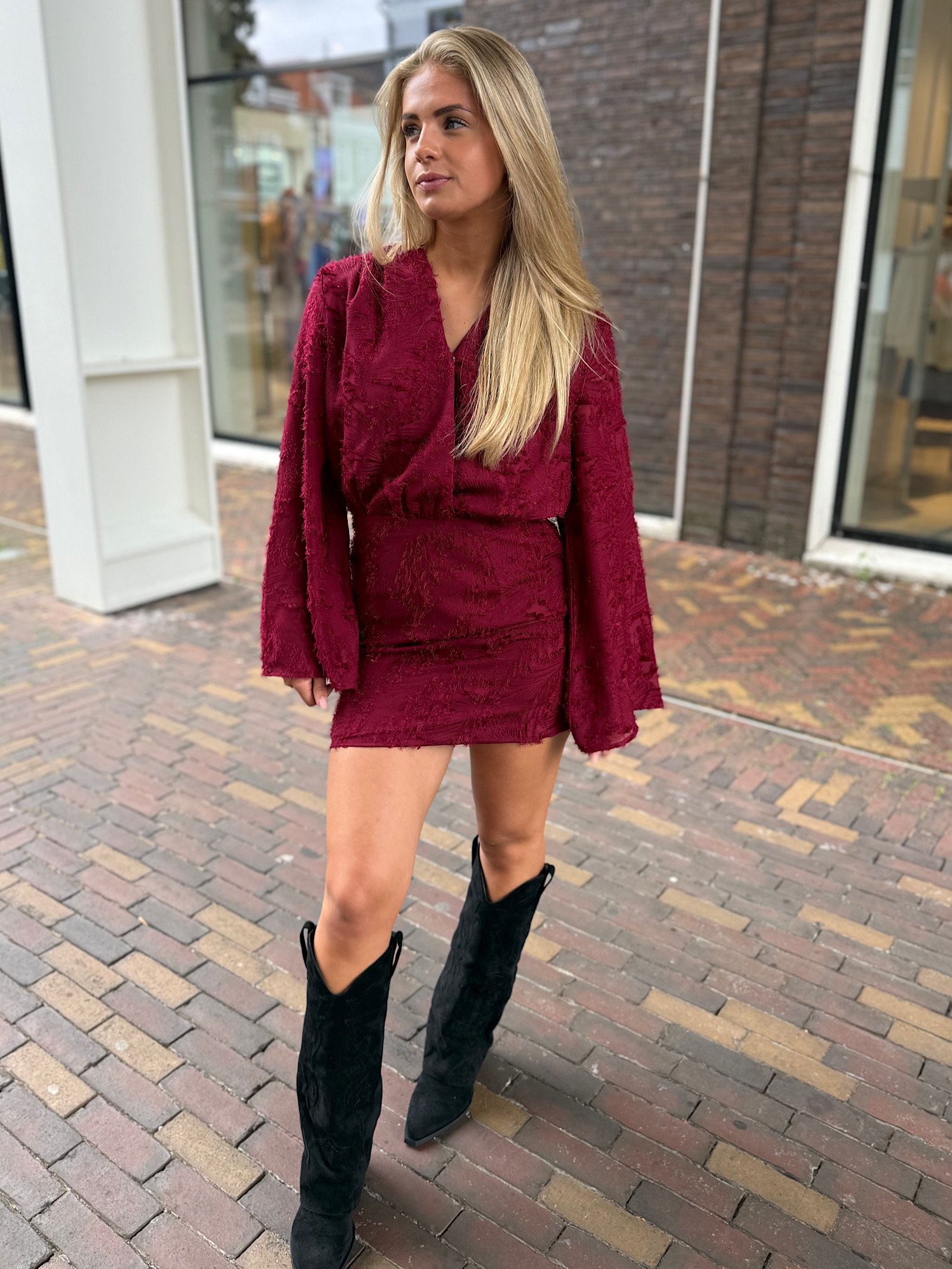 ZM - Bordeaux fluf jurkje Mila