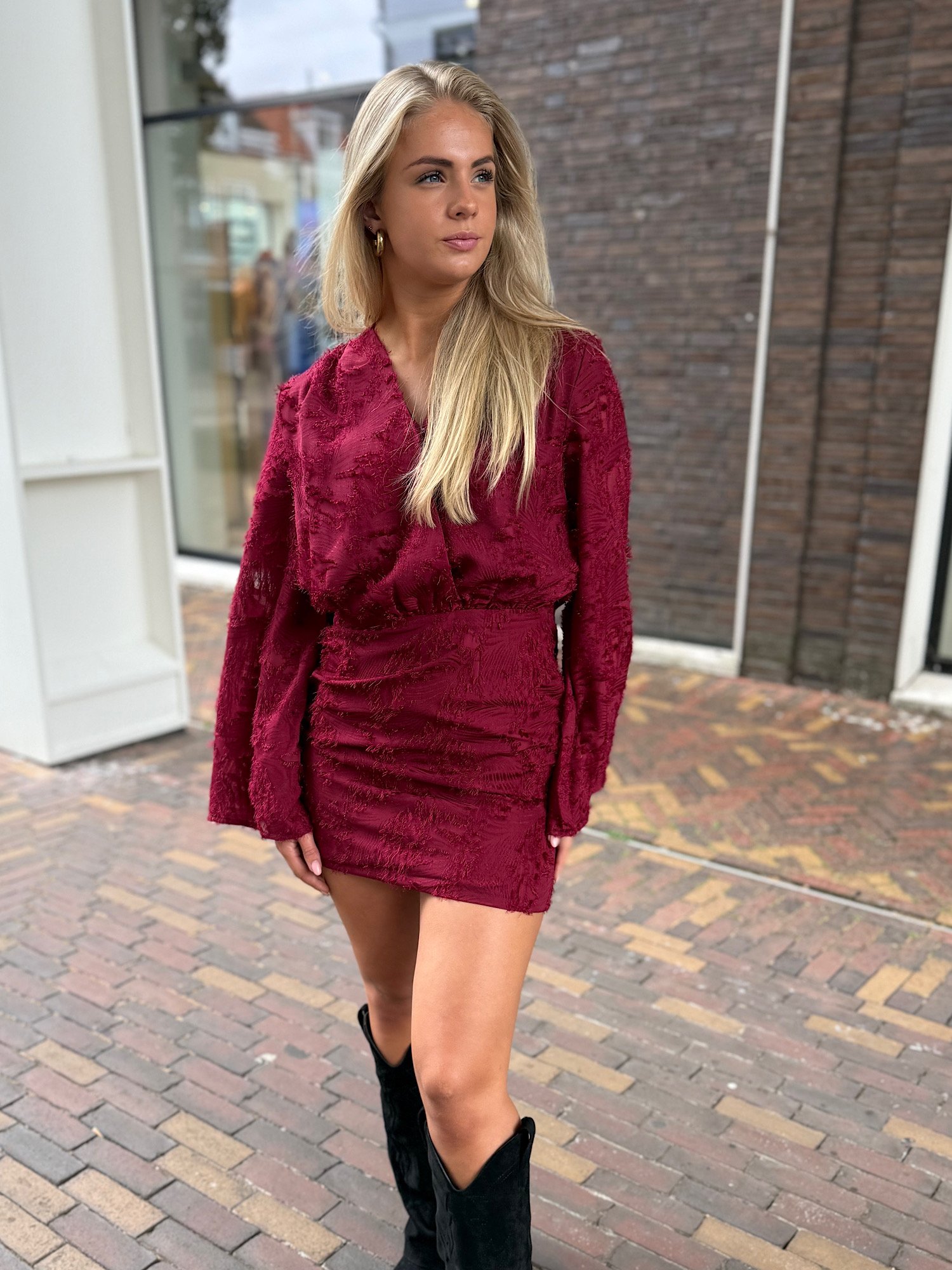 ZM - Bordeaux fluf jurkje Mila