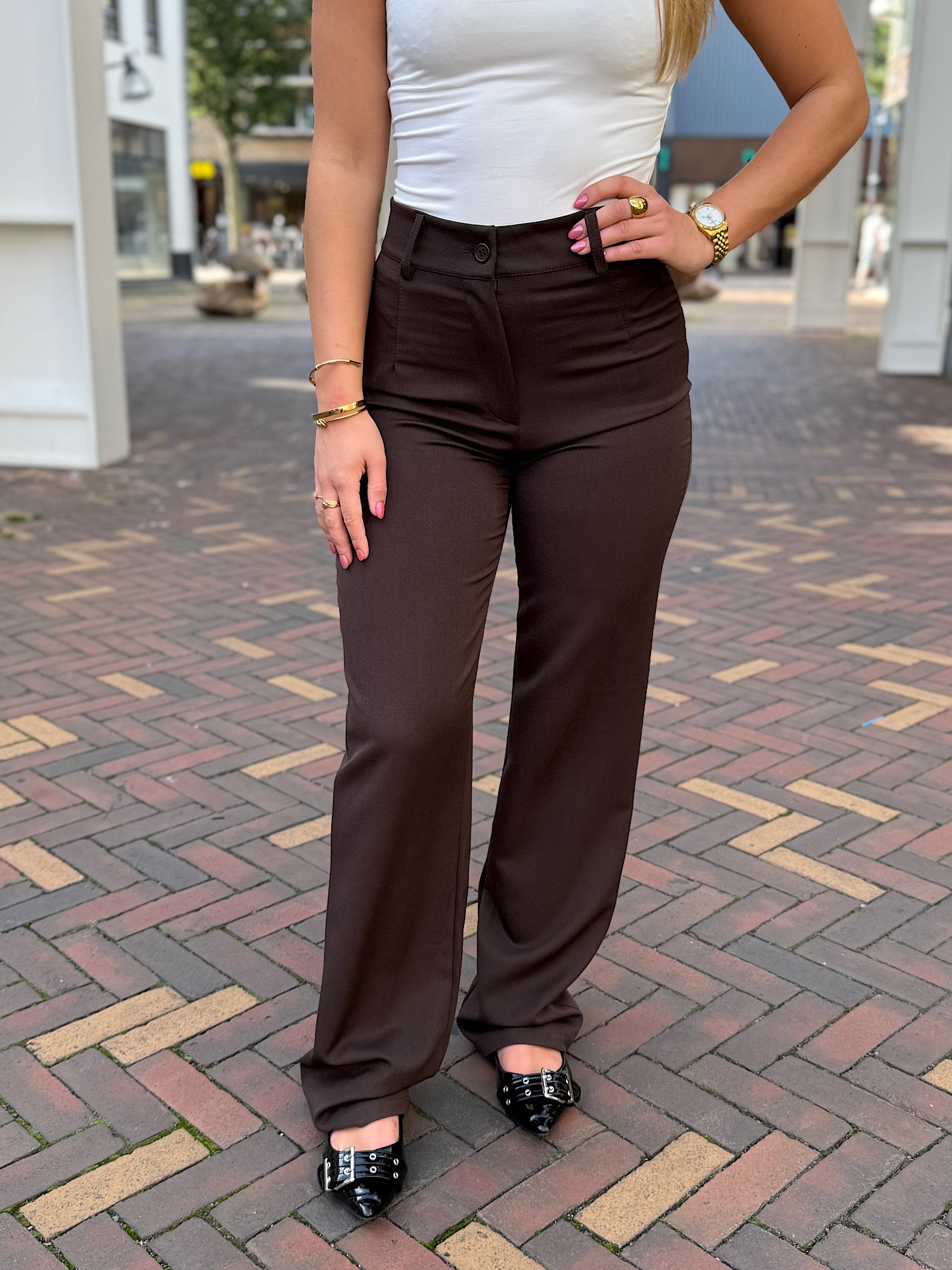 ZM - Bruine highwaist pantalon Zayna