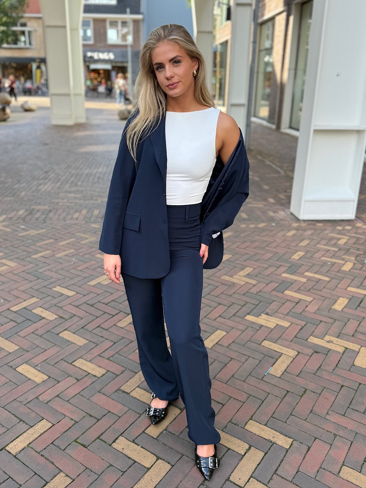 ZM - Navy highwaist pantalon Zayna