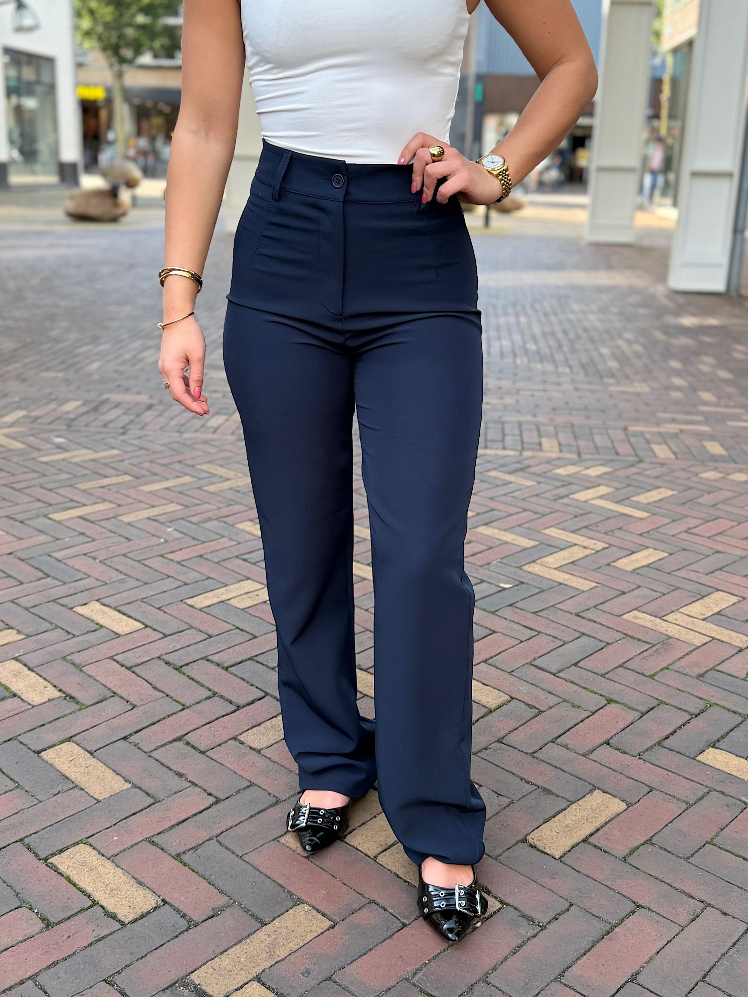 ZM - Navy highwaist pantalon Zayna