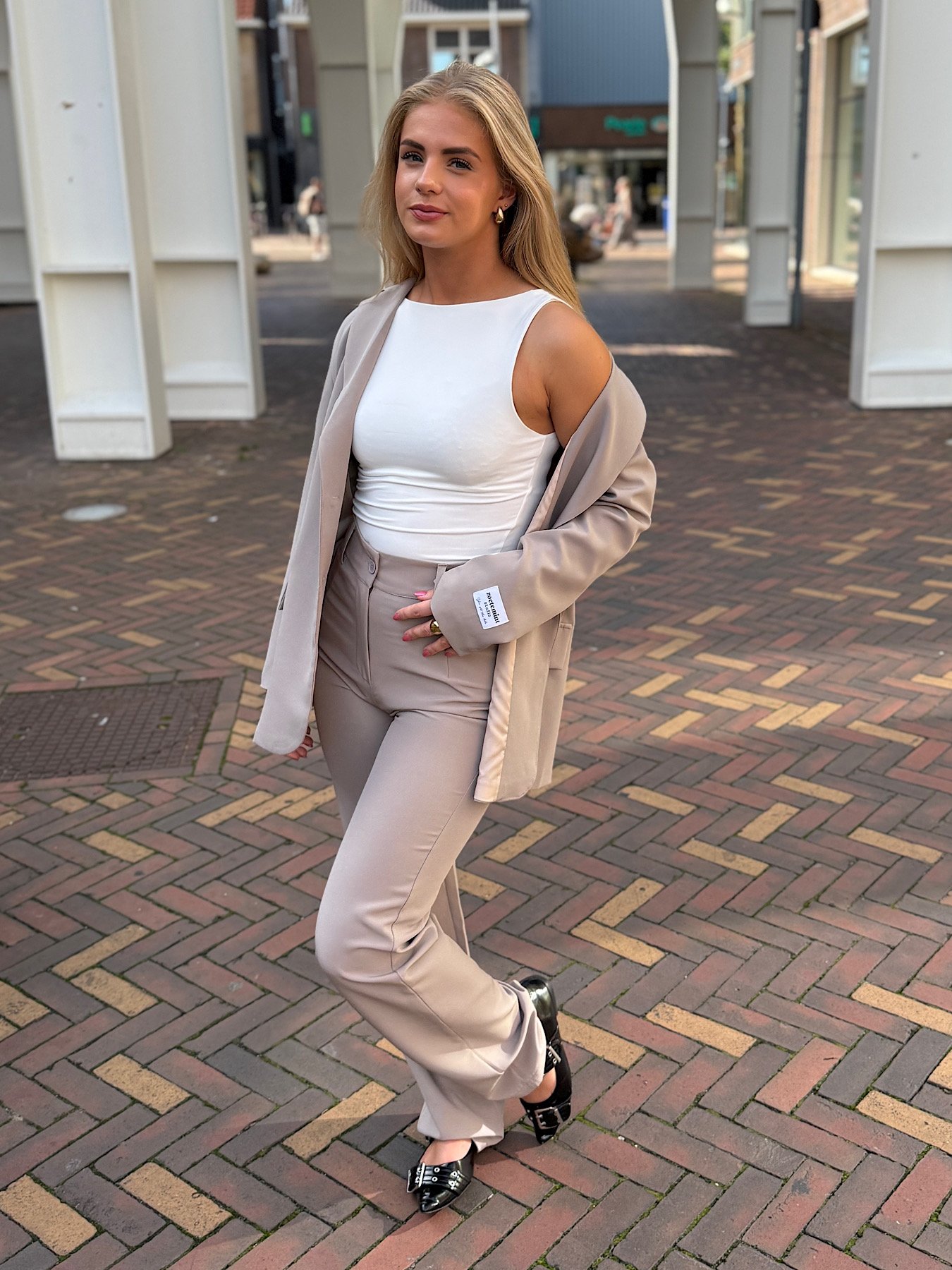 ZM - Taupe highwaist pantalon Zayna