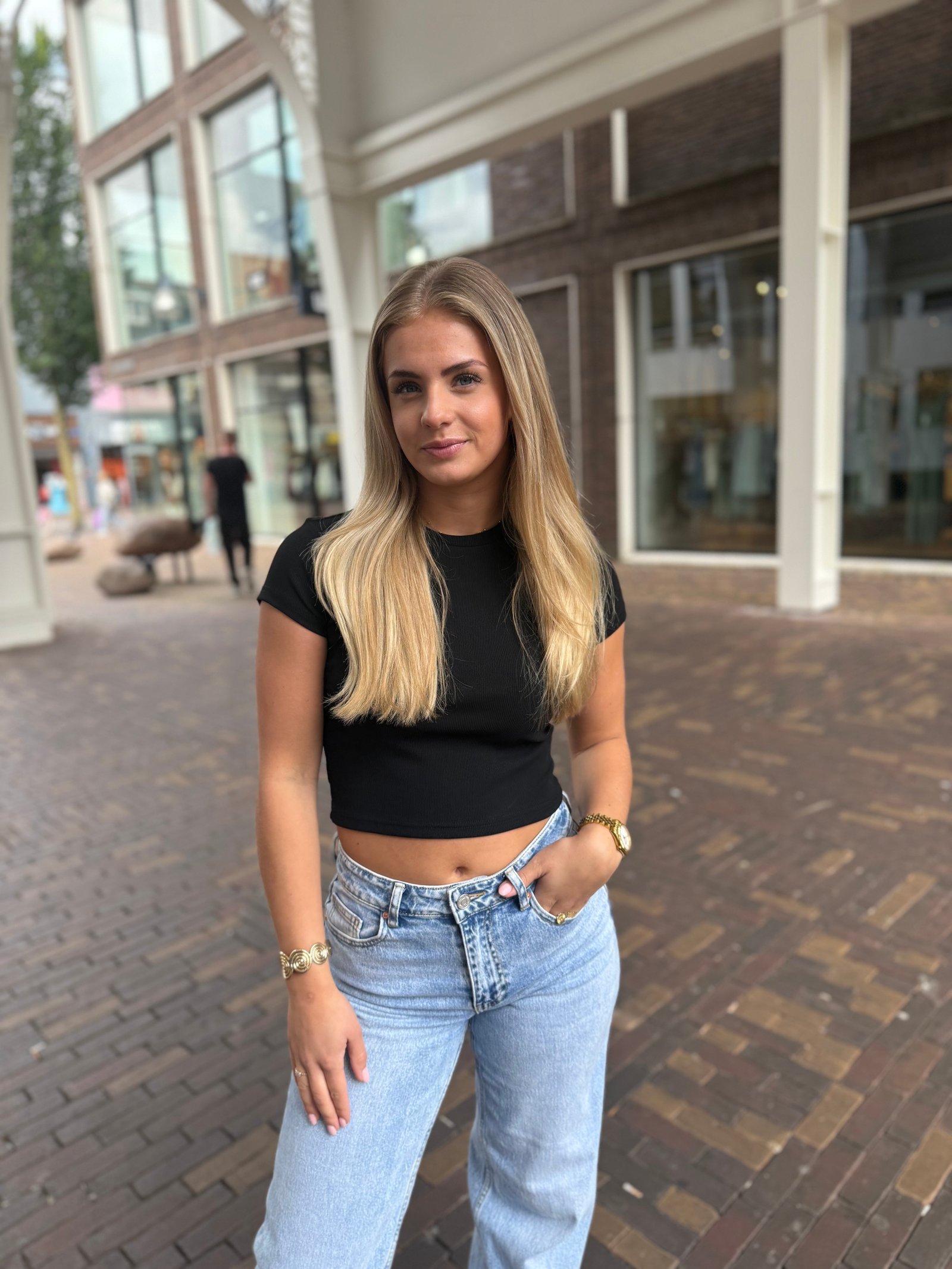 Zwart cropped shirt Deborah