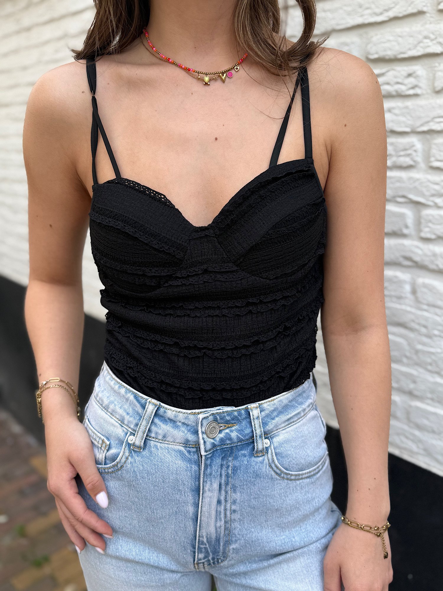 Zwarte body wavy patroon