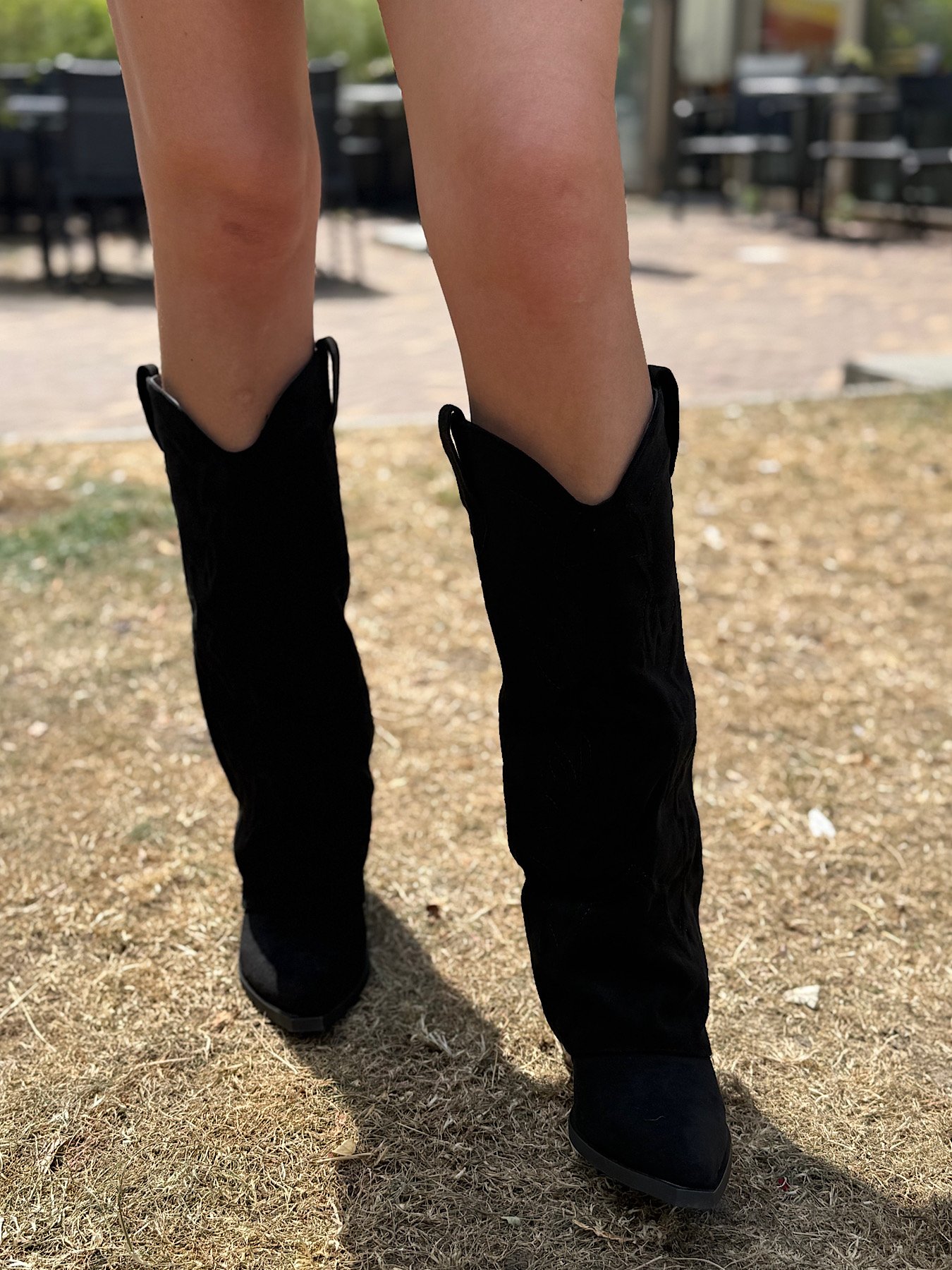 Zwarte cowboy laarzen met overlay