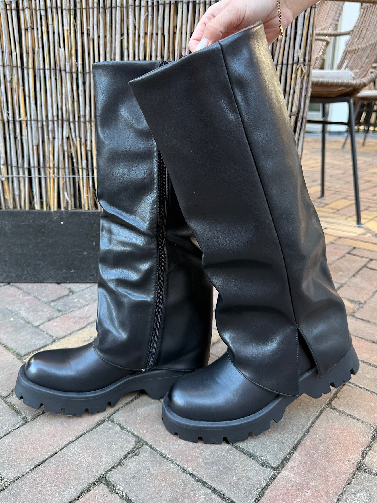 Zwarte laarzen met overlay