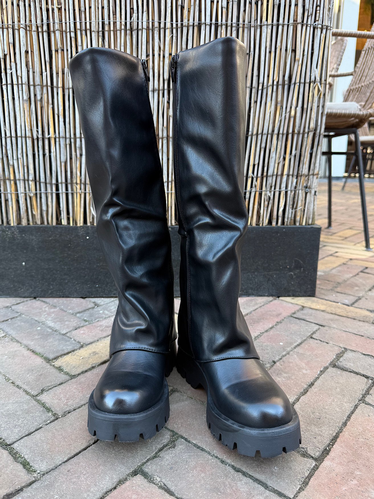 Zwarte laarzen met overlay