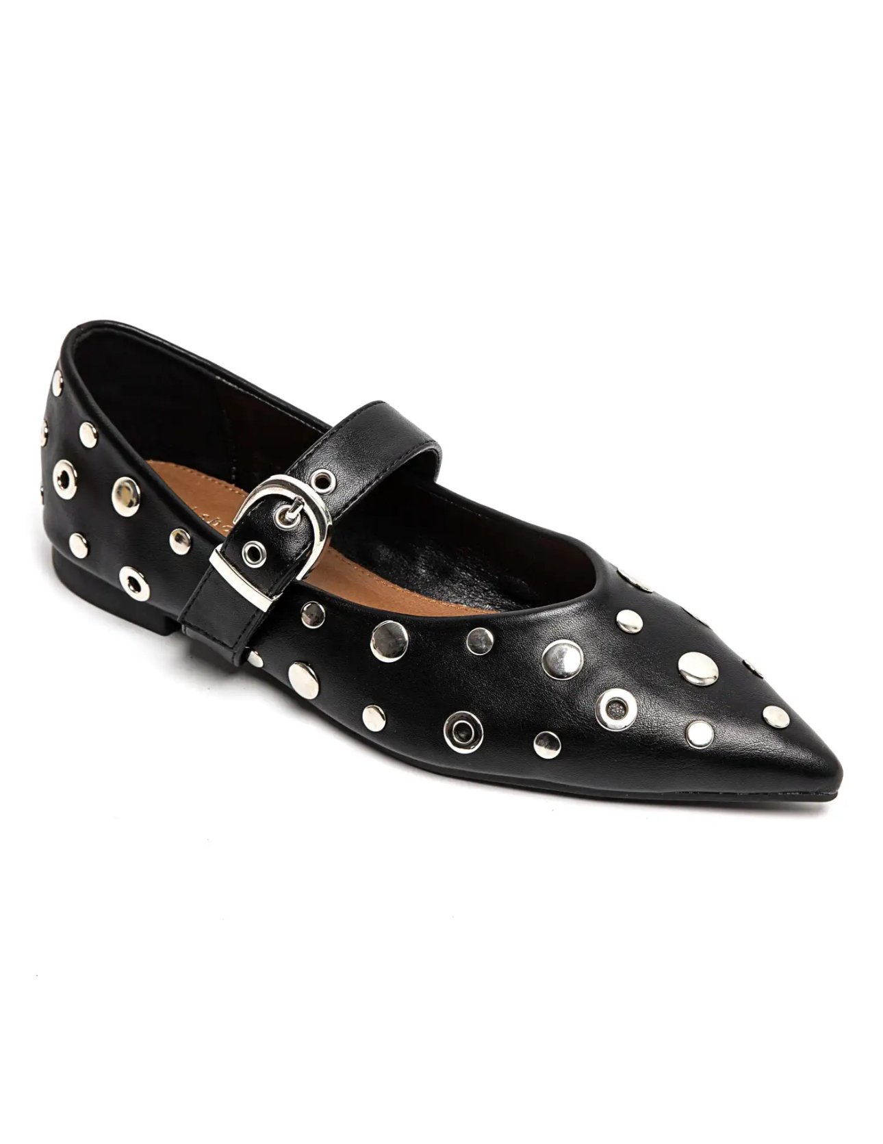 Zwarte puntige loafers met studs