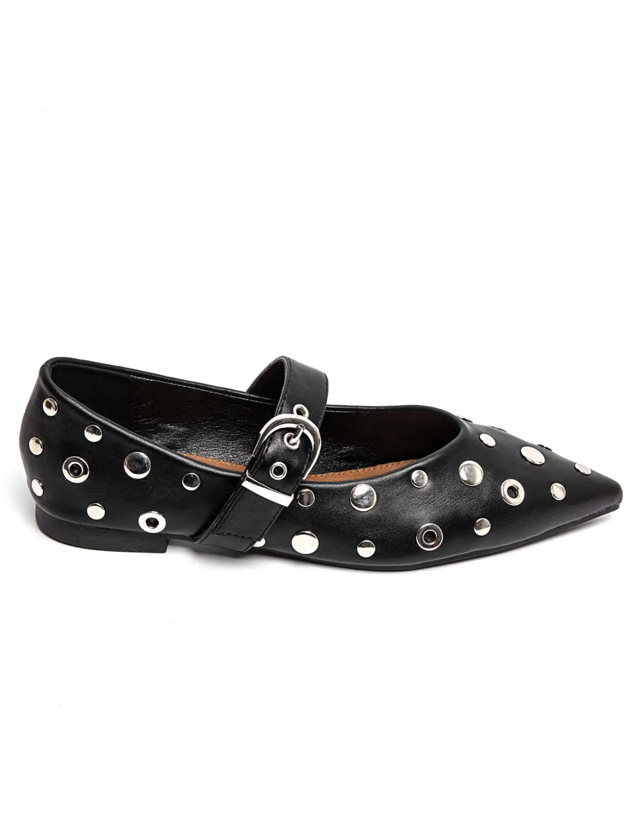 Zwarte puntige loafers met studs