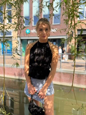 Zwarte top met open rug Celine