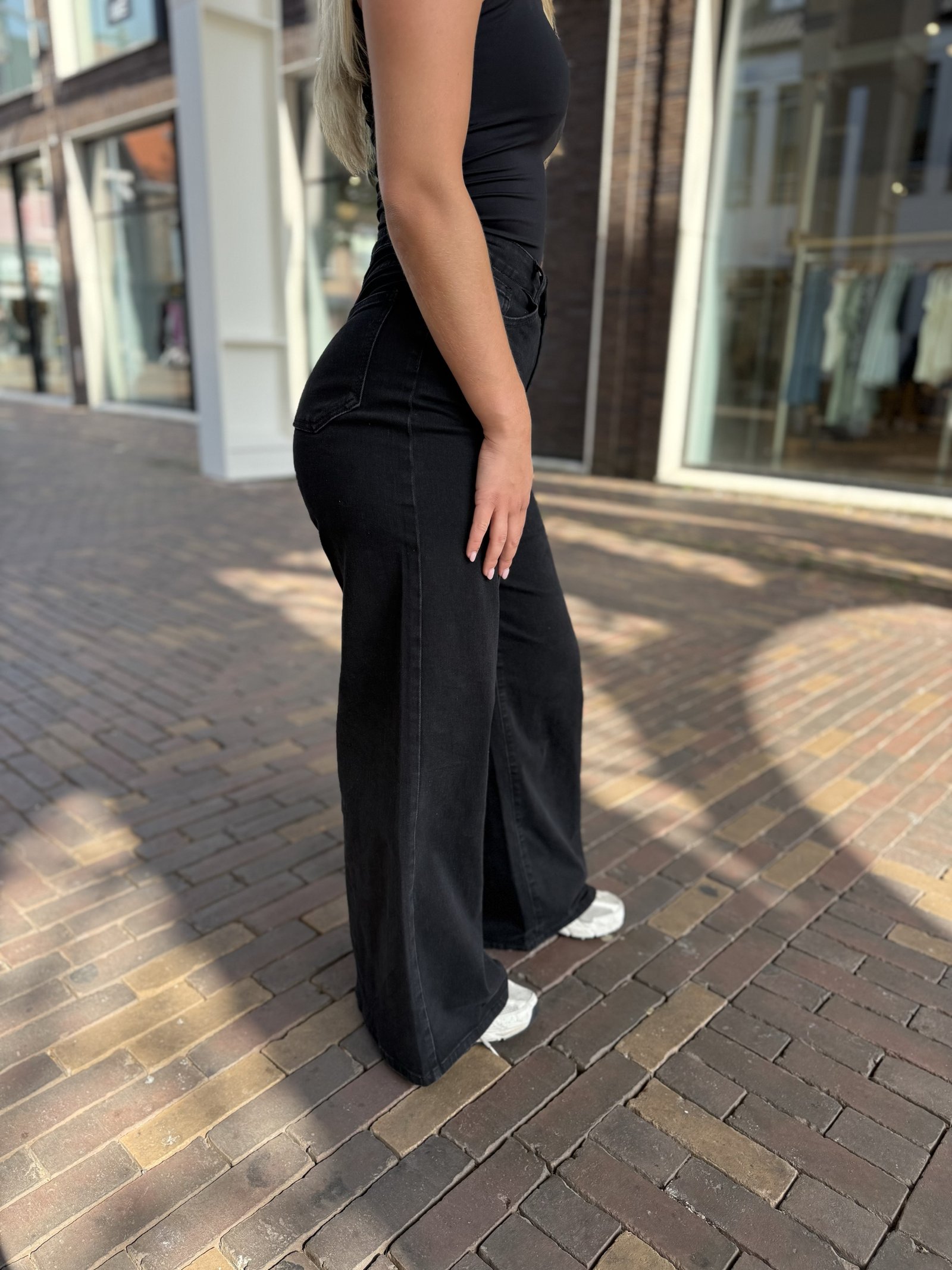 Zwarte wide leg jeans 9031-2