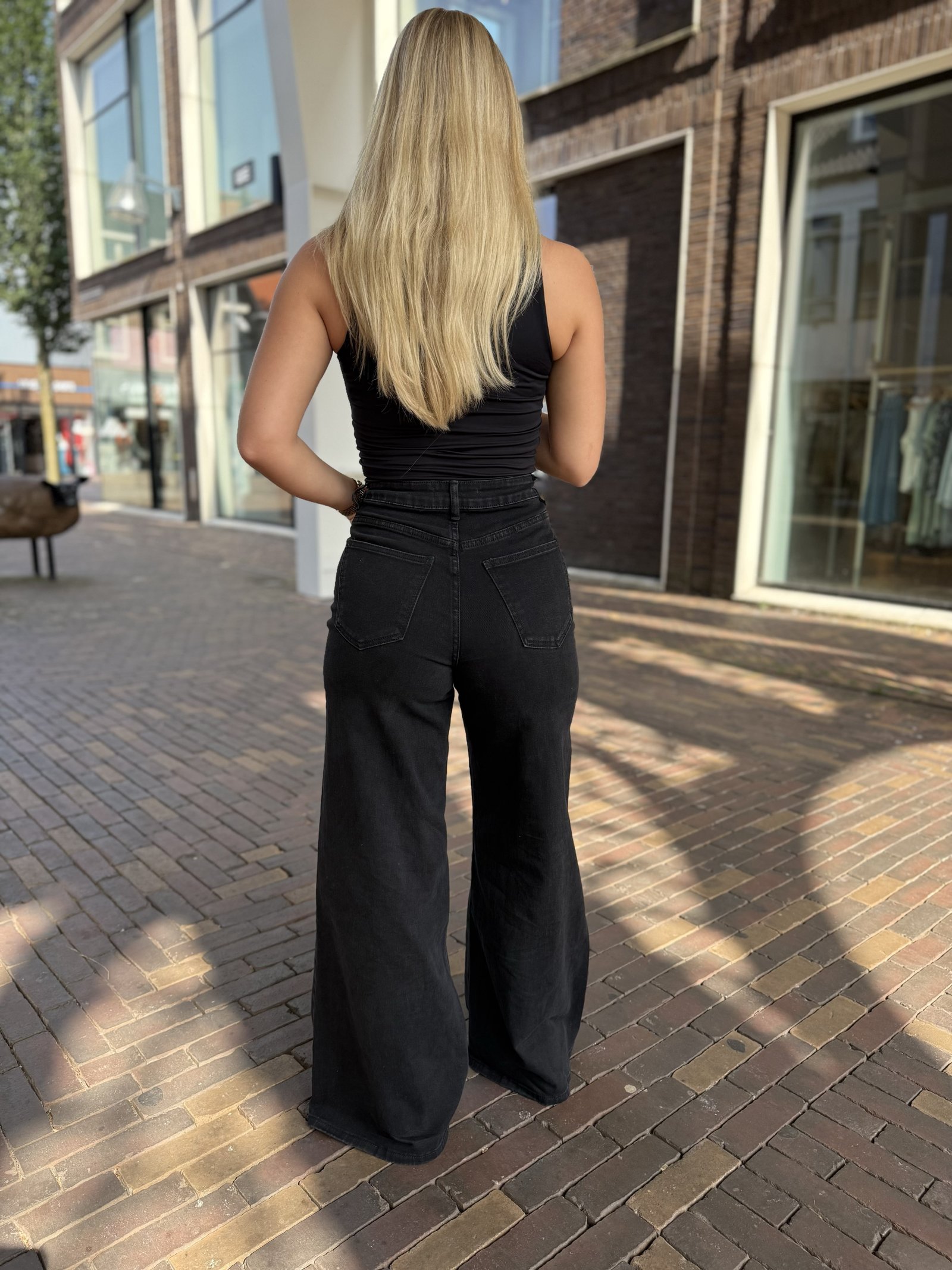 Zwarte wide leg jeans 9031-2